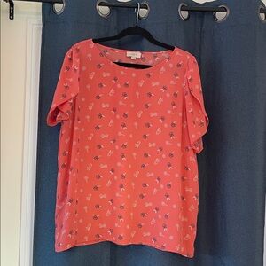 LOFT Coral Floral Blouse